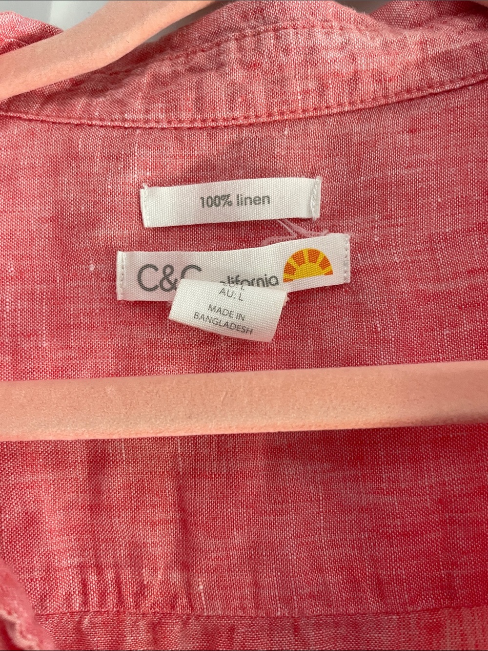 C&C California Linen Button-Down in Coral Pink